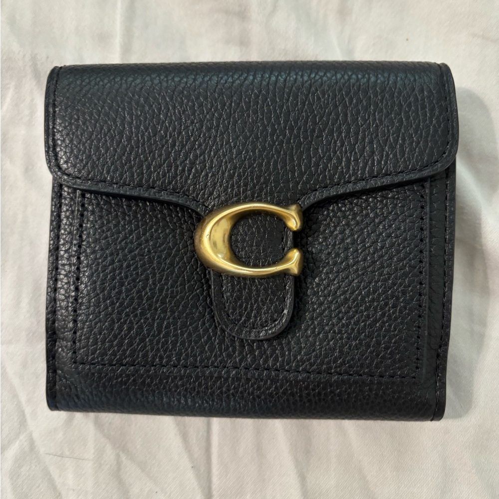 Black Leather Wallet with Gold Accent
